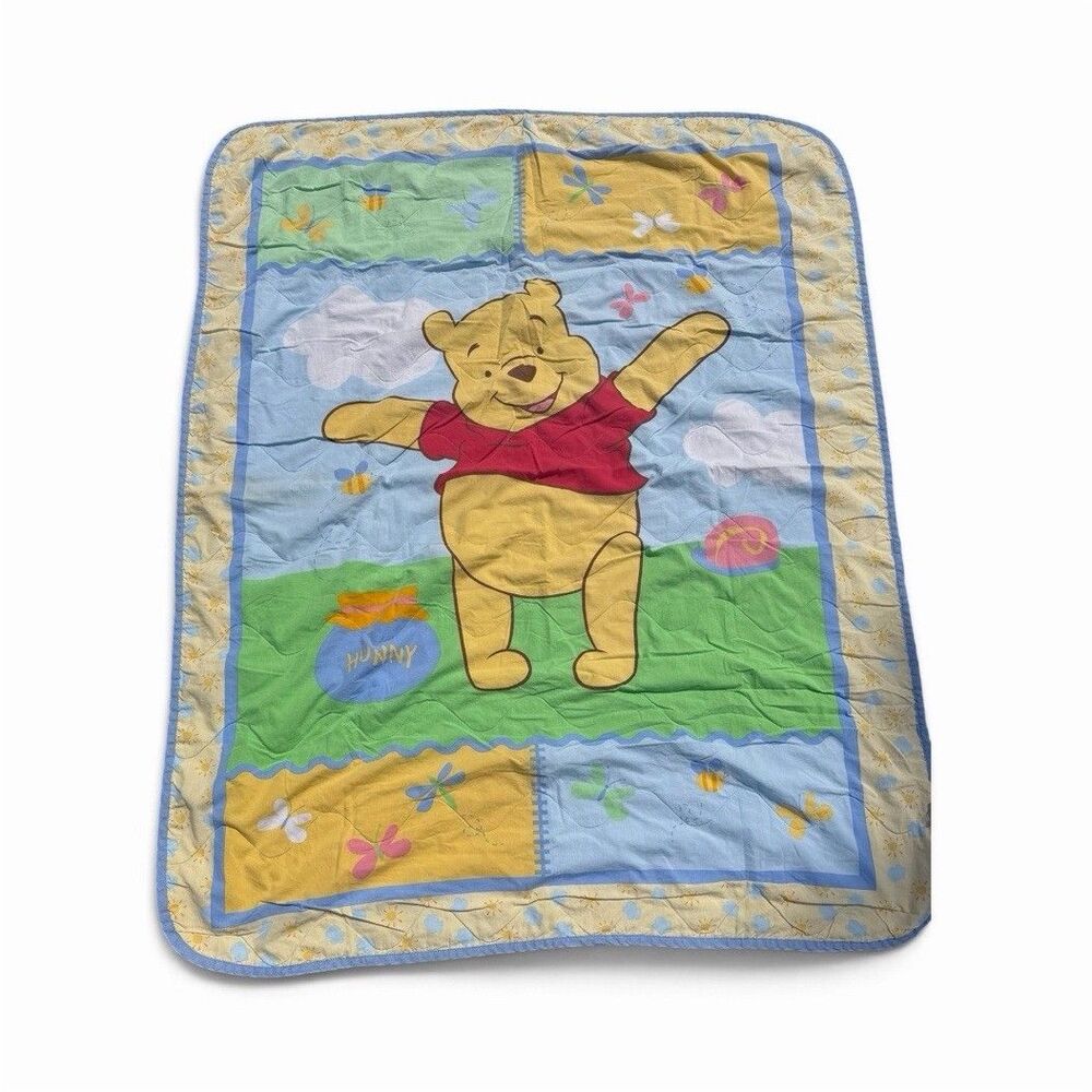 Vintage Disney Winnie the Pooh Baby Quilted Blanket 55" x 37.5"
